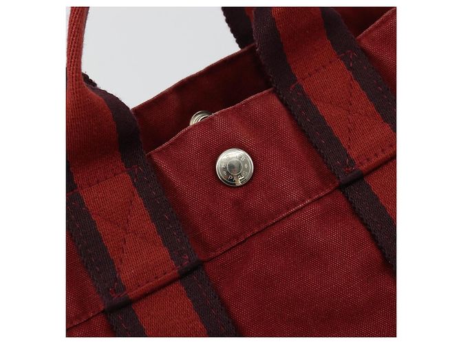 Hermès HERMES Fourre Tout PM Borsa a Mano in Cotone Rossa Argento Auth BA12360 Rosso - vista 14