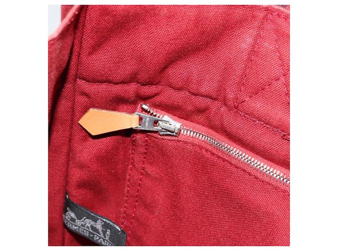 Hermès HERMES Fourre Tout PM Borsa a Mano in Cotone Rossa Argento Auth BA12360 Rosso - vista 18