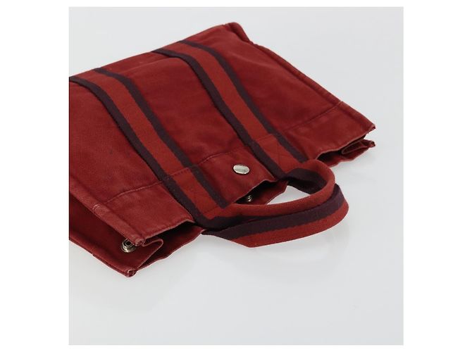 Hermès HERMES Fourre Tout PM Borsa a Mano in Cotone Rossa Argento Auth BA12360 Rosso - vista 6