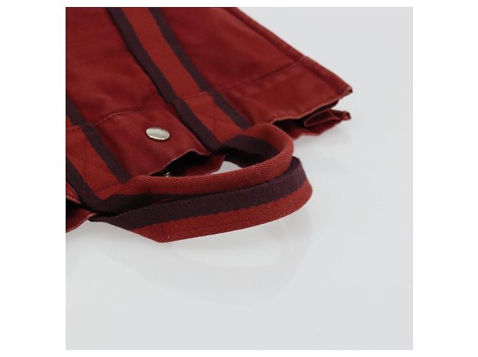 Hermès HERMES Fourre Tout PM Borsa a Mano in Cotone Rossa Argento Auth BA12360 Rosso - vista 7