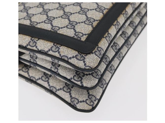 Borsa a Spalla Gucci GG Supreme Sherry Line PVC Blu Navy Oro Auth 177472 D'oro - vista 11