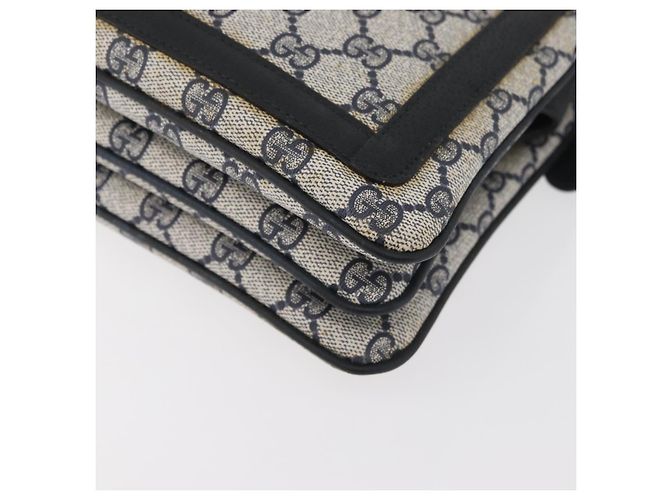 Borsa a Spalla Gucci GG Supreme Sherry Line PVC Blu Navy Oro Auth 177472 D'oro - vista 12