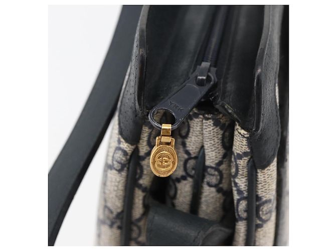 Borsa a Spalla Gucci GG Supreme Sherry Line PVC Blu Navy Oro Auth 177472 D'oro - vista 16