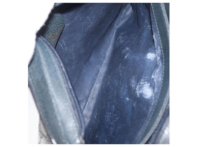Borsa a Spalla Gucci GG Supreme Sherry Line PVC Blu Navy Oro Auth 177472 D'oro - vista 18