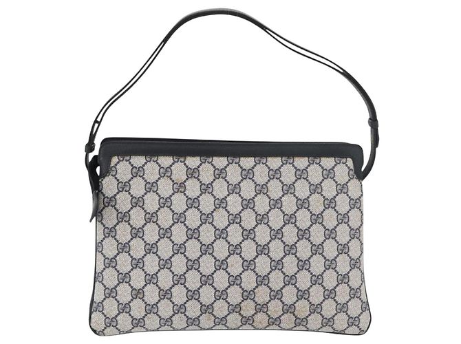 Borsa a Spalla Gucci GG Supreme Sherry Line PVC Blu Navy Oro Auth 177472 D'oro - vista 3