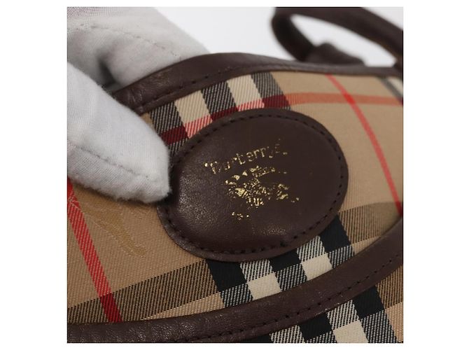 Borsa a Spalla Burberrys Nova Check in Tela e Pelle Beige Oro Auth bs34544 D'oro - vista 10