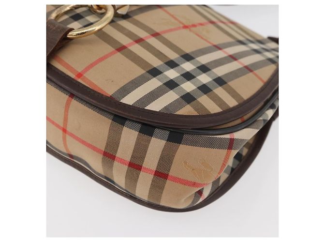 Borsa a Spalla Burberrys Nova Check in Tela e Pelle Beige Oro Auth bs34544 D'oro - vista 15
