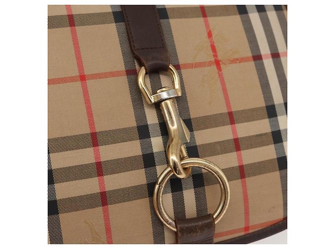 Borsa a Spalla Burberrys Nova Check in Tela e Pelle Beige Oro Auth bs34544 D'oro - vista 18
