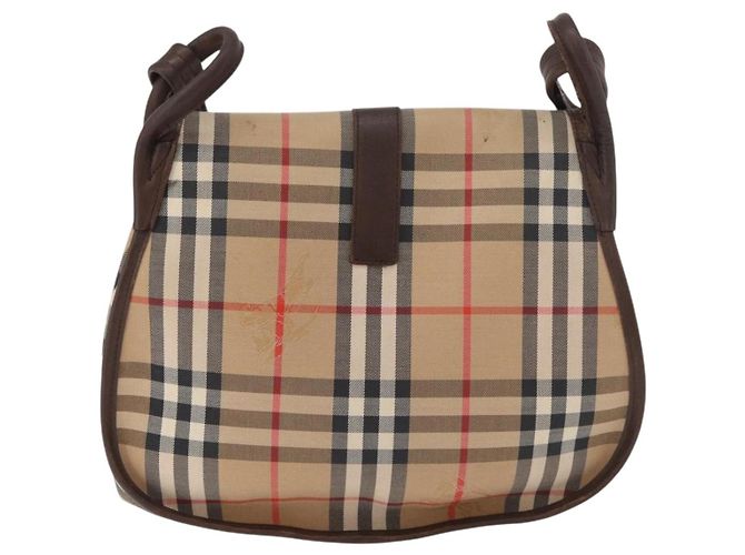 Borsa a Spalla Burberrys Nova Check in Tela e Pelle Beige Oro Auth bs34544 D'oro - vista 2