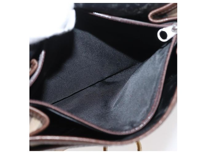 Borsa a Spalla Burberrys Nova Check in Tela e Pelle Beige Oro Auth bs34544 D'oro - vista 25