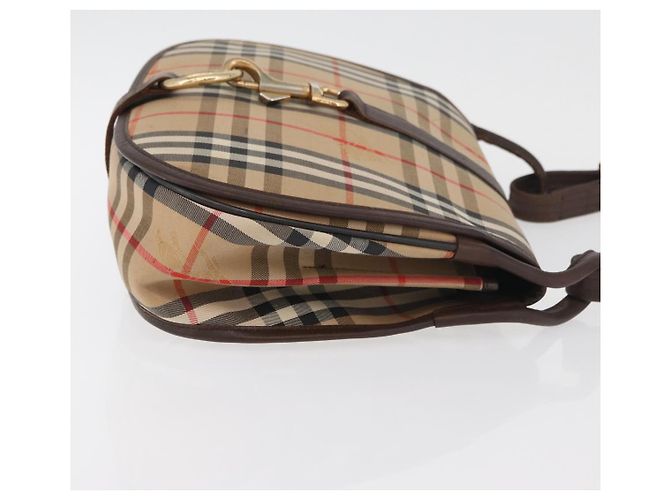 Borsa a Spalla Burberrys Nova Check in Tela e Pelle Beige Oro Auth bs34544 D'oro - vista 3