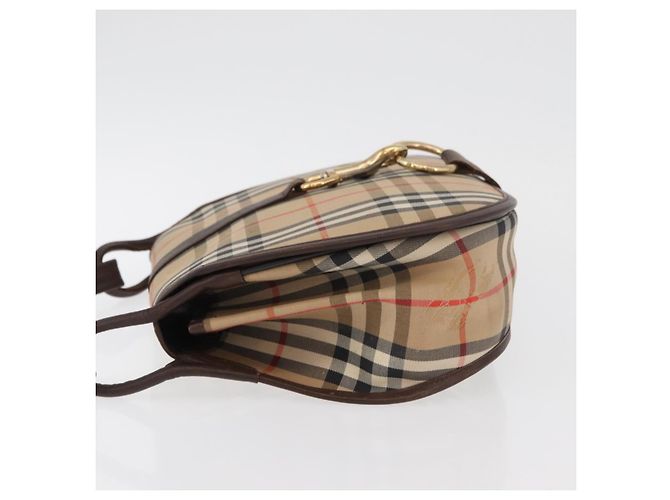 Borsa a Spalla Burberrys Nova Check in Tela e Pelle Beige Oro Auth bs34544 D'oro - vista 4
