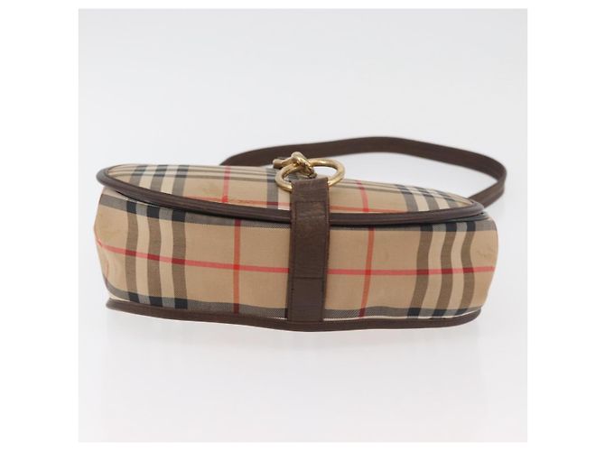 Borsa a Spalla Burberrys Nova Check in Tela e Pelle Beige Oro Auth bs34544 D'oro - vista 5