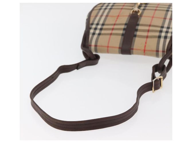 Borsa a Spalla Burberrys Nova Check in Tela e Pelle Beige Oro Auth bs34544 D'oro - vista 7