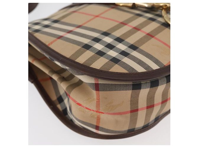 Borsa a Spalla Burberrys Nova Check in Tela e Pelle Beige Oro Auth bs34544 D'oro - vista 8