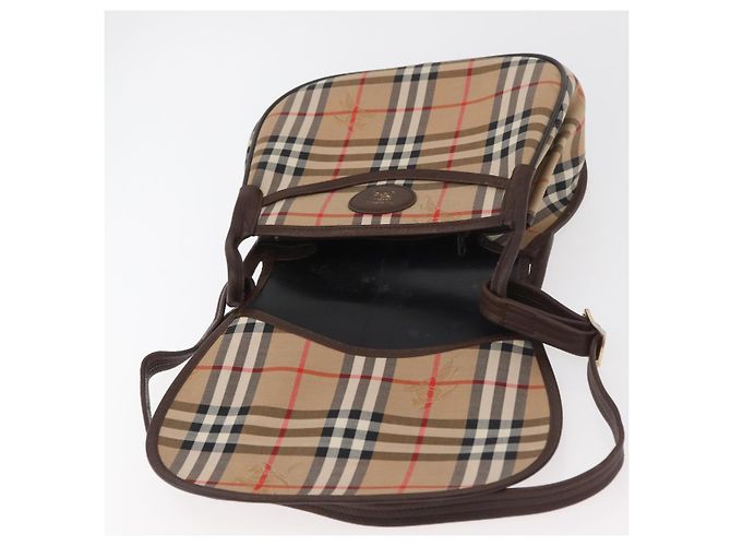 Borsa a Spalla Burberrys Nova Check in Tela e Pelle Beige Oro Auth bs34544 D'oro - vista 9
