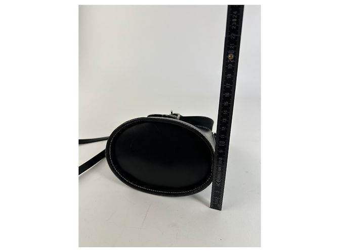 Vintage Courreges Paris Leather Crossbody Flap Bag Black - view 13