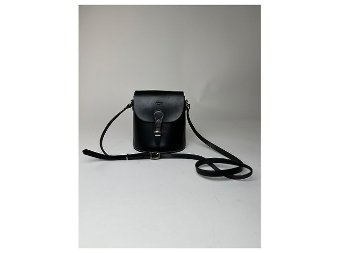 Vintage Courreges Paris Leather Crossbody Flap Bag Black - view 15