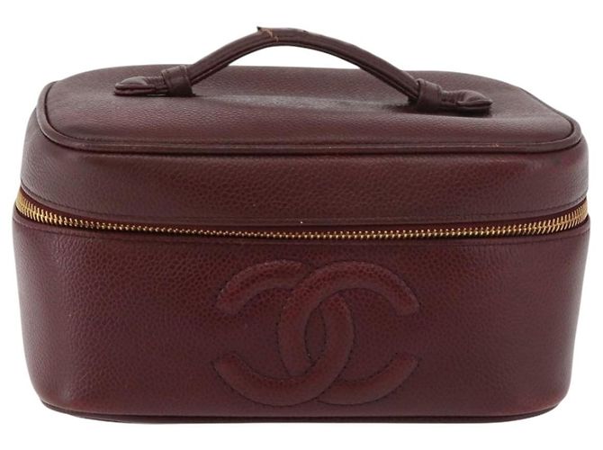 Neceser Vanity CHANEL Piel Caviar Burdeos Oro CC Auth bs34541 Dorado - vista 2