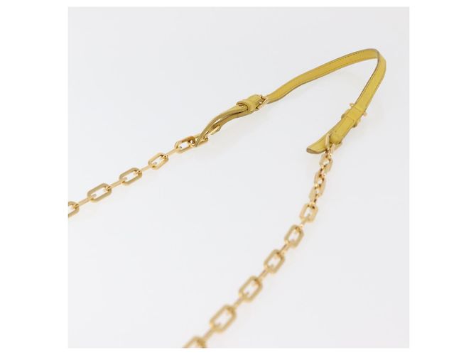 Bolso de hombro de cuero Matelassé Miu Miu con cadena, dorado amarillo, Auth 178934A - vista 8