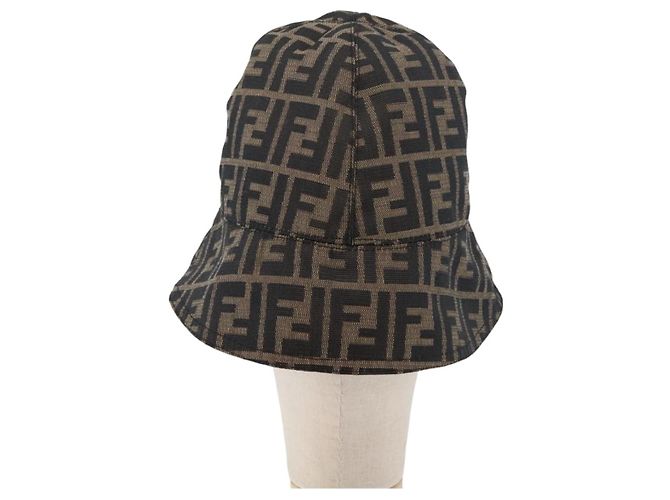 FENDI Zucca Canvas Bucket Hat Schwarz Braun Auth 177661A - Ansicht 3