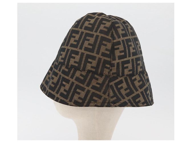 FENDI Zucca Canvas Bucket Hat Schwarz Braun Auth 177661A - Ansicht 4
