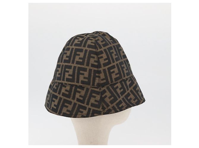 FENDI Zucca Canvas Bucket Hat Schwarz Braun Auth 177661A - Ansicht 5