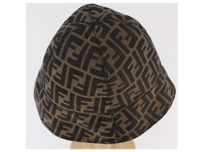 FENDI Zucca Canvas Bucket Hat Schwarz Braun Auth 177661A - Ansicht 6