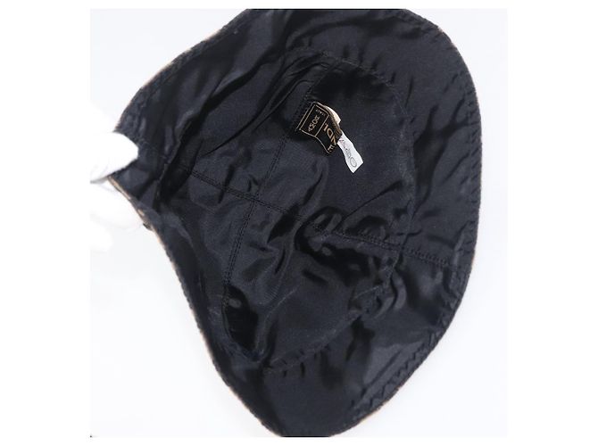 FENDI Zucca Canvas Bucket Hat Schwarz Braun Auth 177661A - Ansicht 7