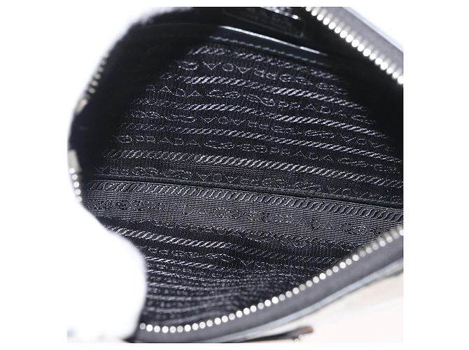 Borsa a Spalla PRADA Pelle Verniciata Argento Auth 177333A - vista 11