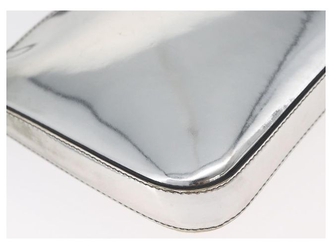 Borsa a Spalla PRADA Pelle Verniciata Argento Auth 177333A - vista 15