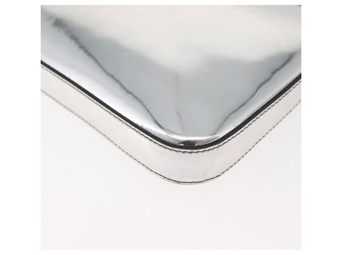 Borsa a Spalla PRADA Pelle Verniciata Argento Auth 177333A - vista 16