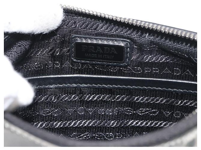 Borsa a Spalla PRADA Pelle Verniciata Argento Auth 177333A - vista 18