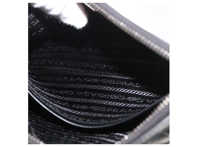 Borsa a Spalla PRADA Pelle Verniciata Argento Auth 177333A - vista 21