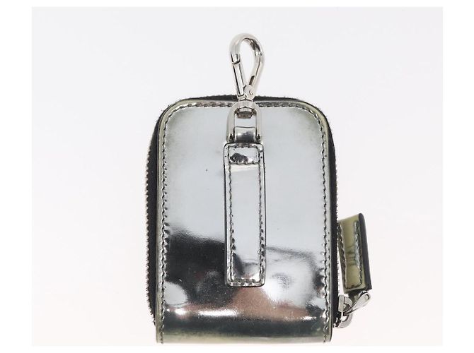 Borsa a Spalla PRADA Pelle Verniciata Argento Auth 177333A - vista 23
