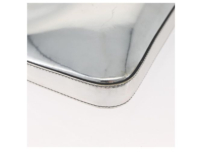 Borsa a Spalla PRADA Pelle Verniciata Argento Auth 177333A - vista 9
