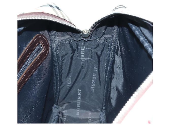 Burberry Borsa a Spalla Nova Check in Tela Beige Argento Autentica am11514 - vista 17