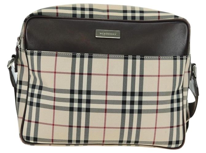 Burberry Borsa a Spalla Nova Check in Tela Beige Argento Autentica am11514 - vista 2