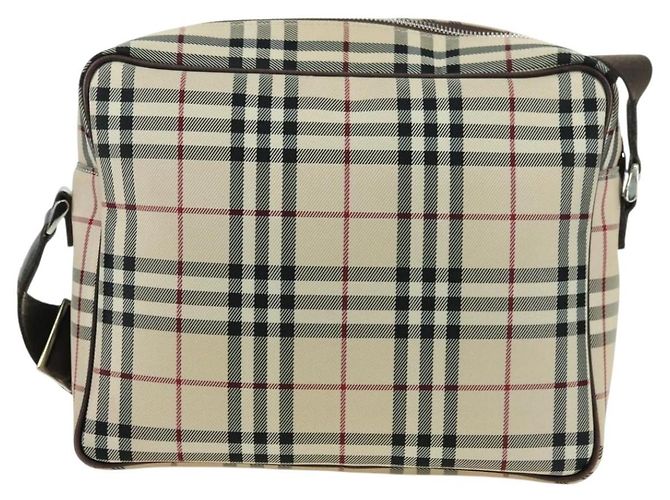 Burberry Borsa a Spalla Nova Check in Tela Beige Argento Autentica am11514 - vista 3