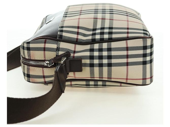 Burberry Borsa a Spalla Nova Check in Tela Beige Argento Autentica am11514 - vista 4