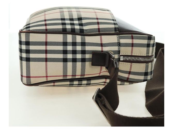 Burberry Borsa a Spalla Nova Check in Tela Beige Argento Autentica am11514 - vista 5