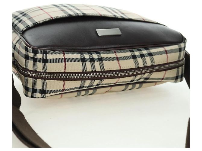 Burberry Borsa a Spalla Nova Check in Tela Beige Argento Autentica am11514 - vista 6