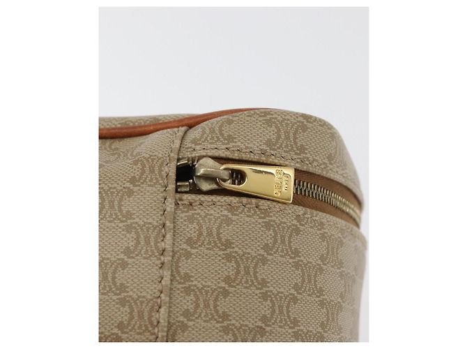 Céline Borsa a mano Vanity in tela Macadam CELINE in pelle PVC beige e oro Auth 178932A D'oro - vista 14