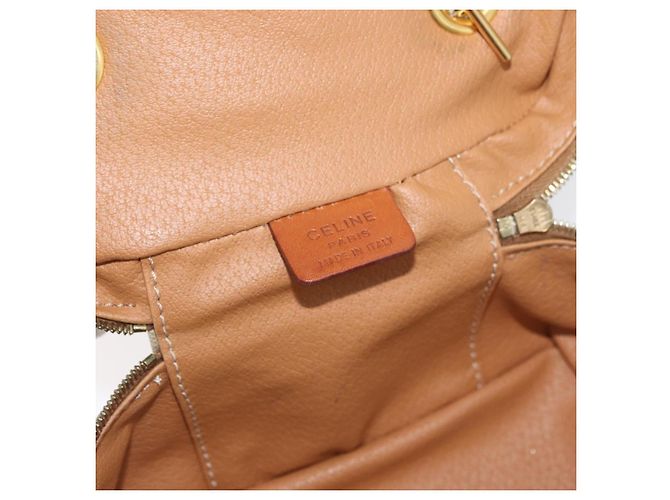 Céline Borsa a mano Vanity in tela Macadam CELINE in pelle PVC beige e oro Auth 178932A D'oro - vista 15