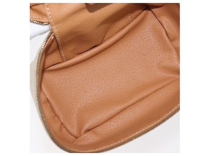 Céline Borsa a mano Vanity in tela Macadam CELINE in pelle PVC beige e oro Auth 178932A D'oro - vista 17