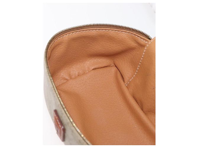 Céline Borsa a mano Vanity in tela Macadam CELINE in pelle PVC beige e oro Auth 178932A D'oro - vista 19