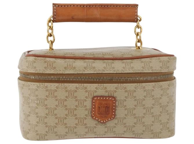 Céline Borsa a mano Vanity in tela Macadam CELINE in pelle PVC beige e oro Auth 178932A D'oro - vista 2