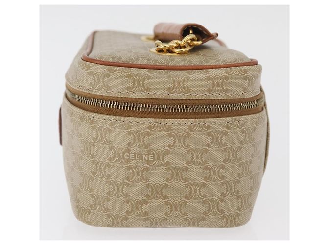 Céline Borsa a mano Vanity in tela Macadam CELINE in pelle PVC beige e oro Auth 178932A D'oro - vista 4