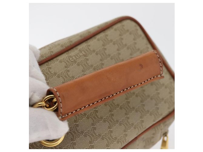 Céline Borsa a mano Vanity in tela Macadam CELINE in pelle PVC beige e oro Auth 178932A D'oro - vista 7