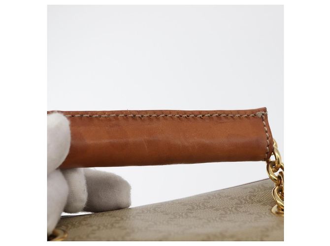 Céline Borsa a mano Vanity in tela Macadam CELINE in pelle PVC beige e oro Auth 178932A D'oro - vista 8